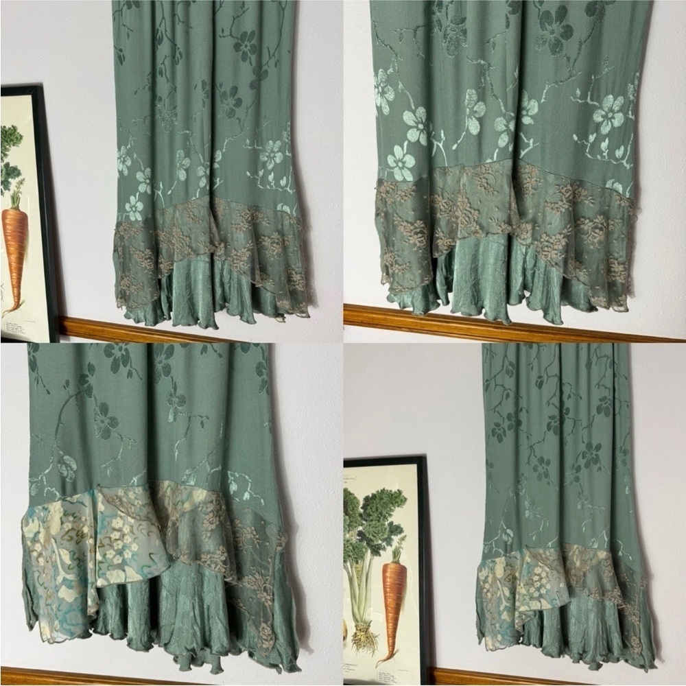 Vintage Spencer Alexis muted blue embossed w/ lace top and maxi skirt set size 6 - Picture 12 of 16
